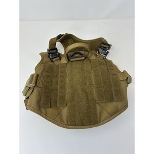 ICEFANG Tactical Dog Harness Medium Coyote Tan K9 Working‎ Vest MOLLE No Pull